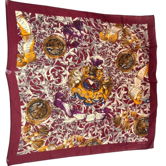 Vintage Echo 100% Wool Scarf w Heraldic Design - Picture 2 of 10
